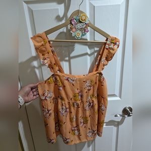 Loft orange floral XL top